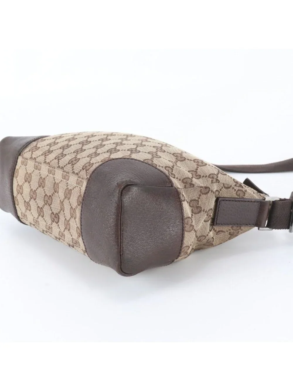 Gucci GG Canvas Leather Shoulder Bag Crossbody Messenger Brown